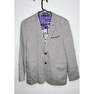Ted Baker Herringbone Linen Blend 2Btn Blazer Jacket Size 5/Large Black Wht. F1